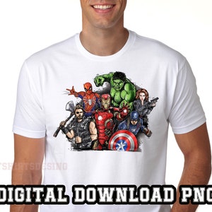 Avengers Friends Movie PNG file for Sublimation Superhero character clipart for shirt Spiderman Design Hand Drawn Digital download
