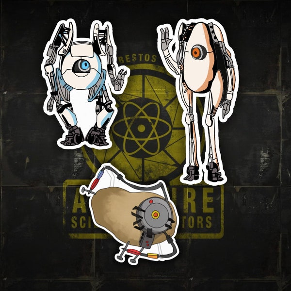 GLaDOS, ATLAS and P-body | Portal Stickers, Aperture Labs