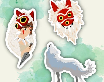 Glossy Princess Mononoke | Studio Ghibli Sticker Set