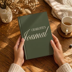 Custom Name Journal Gift, Minimalist Script Notebook, Personalized Keepsake Diary