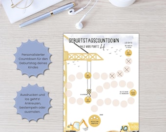 Personalized Birthday Countdown for Kids | Days Until Birthday | Printable Birthday Countdown | Kids' Birthday Decorations | PDF Download