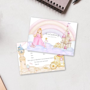 Biglietti d'invito a tema principessa per compleanni dei bambini 5x/10x | Invito per bambini | Invito principessa | La A6