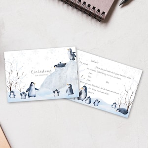 Convites de pinguim para aniversários infantis 5x/10x | Convite para crianças | Convite de inverno | A6