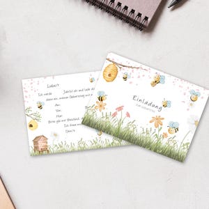 Tarjetas de invitación de abeja para cumpleaños infantiles 5x/10x | Invitación para niños | Invitación Abeja | A6