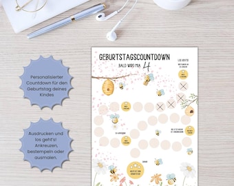 Personalized Birthday Countdown for Kids | Days Until Birthday | Printable Birthday Countdown | Kids Birthday Decorations | Download