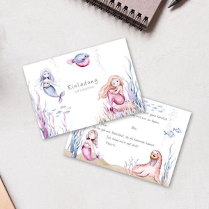 Cartes d'invitation sirène anniversaire enfant 5x/10x | Invitation pour les enfants | Invitation sirène | DIN A6