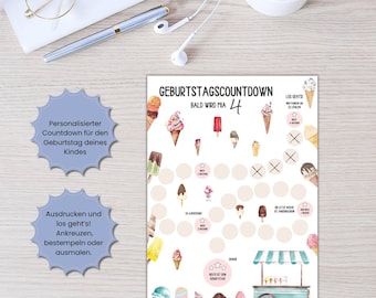 Personalized Birthday Countdown for Kids | Days Until Birthday | Printable Birthday Countdown | Kids Birthday Decorations | Download