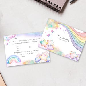 Biglietti d'invito arcobaleno per compleanni dei bambini 5x/10x | Invito per bambini | Invito arcobaleno | A6