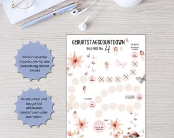 Birthday Countdown for Kids | Fairy | Days Until Birthday | Printable Birthday Countdown | Kids Birthday Decorations | Digital