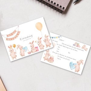 Convites de coelho para aniversários infantis 5x/10x | Convite para crianças | Convite de coelho | A6