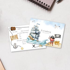 Biglietti d'invito pirata per compleanni per bambini 5x/10x | Invito per bambini | Invito Pirata e Marinaio | La A6
