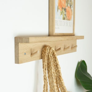 Hook rack with shelf natural | Wardrobe | JumiWood type