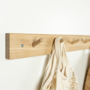 Coat rack made of oak wood, natural | Hook strip | Suspension | JumiWood type