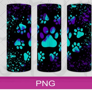 Dog Paw Colorful Design | Digital Design | 20oz Tumbler Template | Sublimation