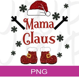 Arquivo PNG da Mamãe Noel Arquivo PNG de Natal Mamãe Noel com chapéu e botas de Papai Noel com glitter vermelho