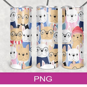 Design Bulldog francese / Design digitale / Modello Tumbler da 20 once / Sublimazione