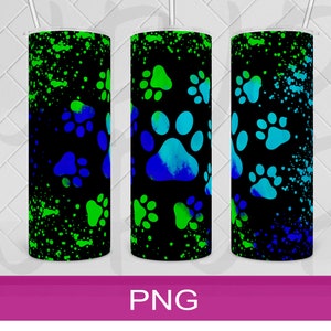 Dog Paw Colorful Design | Digital Design | 20oz Tumbler Template | Sublimation