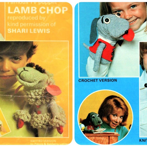 Original Lamb Chop and Hush Puppy Vintage Hand Puppet #1239 and #1477 Pattern,Toy, Knitting and Crochet, PDF Instant Download , Almost Free