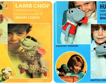 Original Lamb Chop and Hush Puppy Vintage Hand Puppet #1239 and #1477 Pattern,Toy, Knitting and Crochet, PDF Instant Download , Almost Free