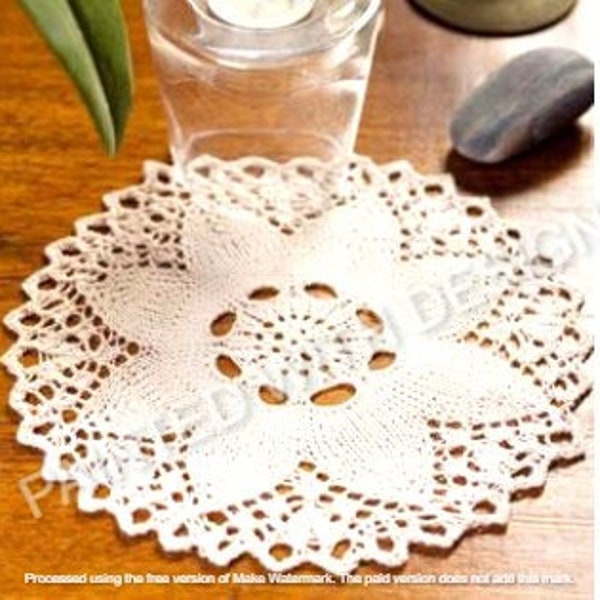 Vintage Knit Flower Doily, Table Doily, Knitted Doily, Knitting Pattern, PDF Instant Download, Almost Free