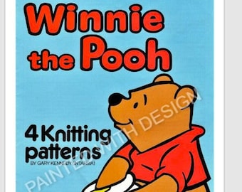 Winnie The Pooh, Pooh Bear, 4 Knitting Patterns, Adult And Children's Sizes, Intarsia Knitting, PDF Instant Download, Almost Free