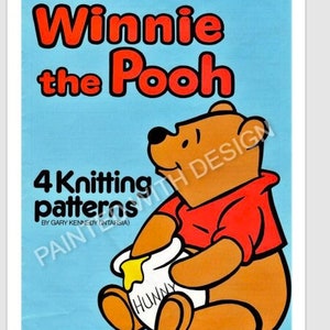 Winnie The Pooh, Pooh Bear, 4 Knitting Patterns, Adult And Children's Sizes, Intarsia Knitting, PDF Instant Download, Almost Free