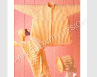 Baby Coat, Leggings, Bonnet And Mitts Knitting Pattern, PDF Instant Download, Almost Free