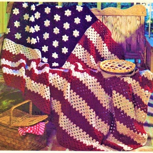 American Flag Afghan, Independence Day Stars and Strips Crochet Afghan, Throw Pattern, Instant Download PDF, Almost Free