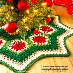 Falda para árbol de Navidad, falda para árbol de Navidad con ondas de la abuela, falda para árbol de Navidad, patrón de crochet, descarga instantánea en PDF, casi gratis