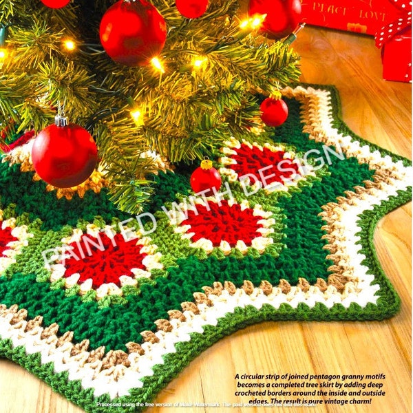 Christmas Tree Skirt, Granny Ripple Xmas Tree Skirt, Holiday Tree Skirt, Crochet Pattern, PDF Instant Download, Almost Free