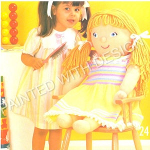 Amelia de pop, machinaal breipatroon, standaard breimachine, pop en jurk, kinderspeelgoed, kinderspeelgoed, pdf direct downloaden, bijna
