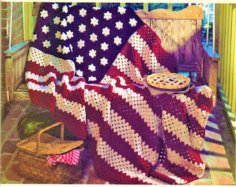 Crochet American Flag Afghan Blanket HANDMADE Etsy