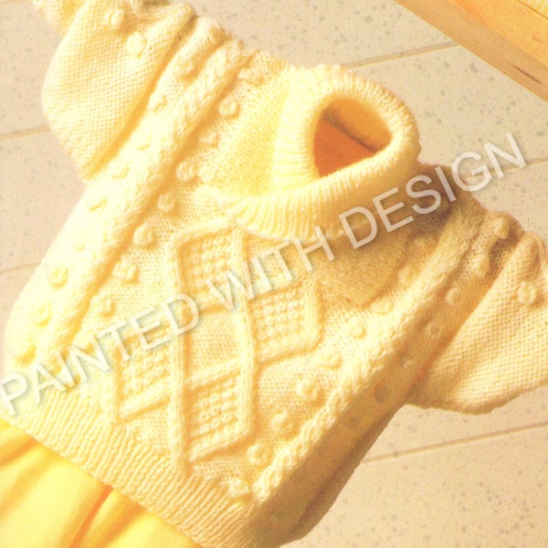 Baby Sweater, Baby Jumper Knitting Pattern, Bobble, Cable Pattern, PDF Instant Download, Almost Free
