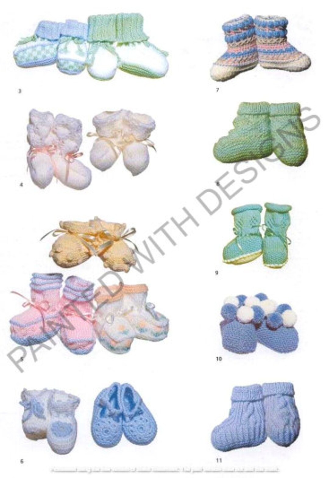 23 Styles of Baby Booties, Bootees and Slippers, Pattern Book, Both ...