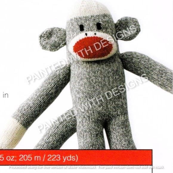 Sock Monkey Knitting Pattern  With Bonus Hat And Scarf Pattern, Vintage Crochet Pattern, Toy,  Stuffy, PDF Instant Download Almost Free