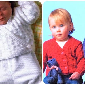 Baby, Toddler Crossover Cardigan, V Neck, Sweater, Jumper, Plus Toy Bear, Knitting Pattern, Preemie to 18 Months, PDF Instant Download