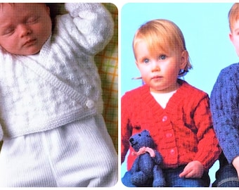 Baby, Toddler Crossover Cardigan, V Neck, Sweater, Jumper, Plus Toy Bear, Knitting Pattern, Preemie to 18 Months, PDF Instant Download