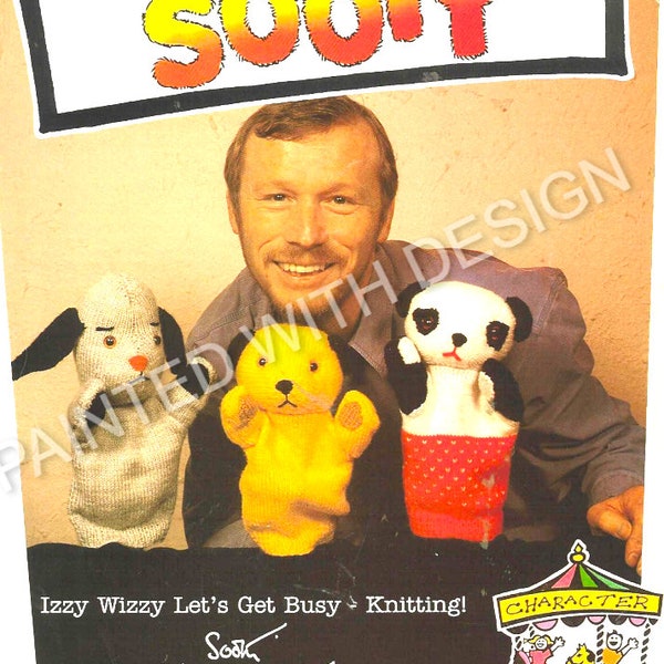 Sooty, Soo And Sweep Puppets, Vintage Hand Puppets, Hand Glove, Kids Toys, Knitting Pattern, PDF Instant Download, Almost Free