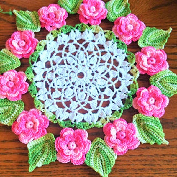 Rose Doily Pattern, Table Napperon, Crochet Doily vintage Crochet Pattern PDF Téléchargement instantané, presque gratuit