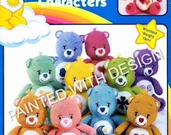 Care Bears Häkelanleitung, 10 Care Bears, Musterbuch, 14 Zoll groß, Stuffie, Kinderspielzeug, PDF-Sofort-Download, fast kostenlos