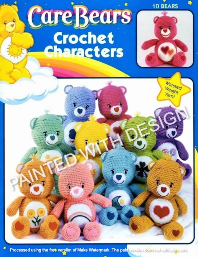 Care Bears Crochet Pattern, 10 Care Bears, Pattern Book, 14 Inches Tall, Stuffie, Childs Toy, PDF Instant Download Almost Free image 1