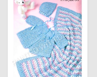 Baby Fairytale Set, Sacque, Bonnet And Blanket Crochet Pattern, PDF Instant Download, Almost Free