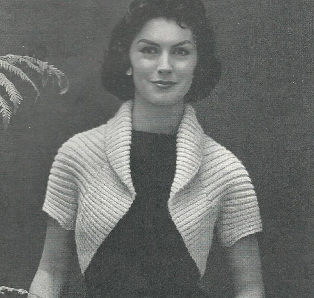 Vintage Simple Shrug, Ladies Shrug, Women's Shrug 1950's Knitting