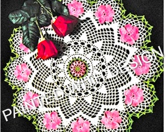 Vintage Wildrose Doily Crochet Pattern, Table Covering, Tray Doily, Doily, Flower Doily, Crochet Pattern, PDF Instant Download, Almost Free