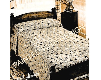 Vintage Irish Melody Bedspread Crochet Pattern,1940&#39;s Afghan, Blanket, Crochet Cotton, PDF Instant Download, Almost Free