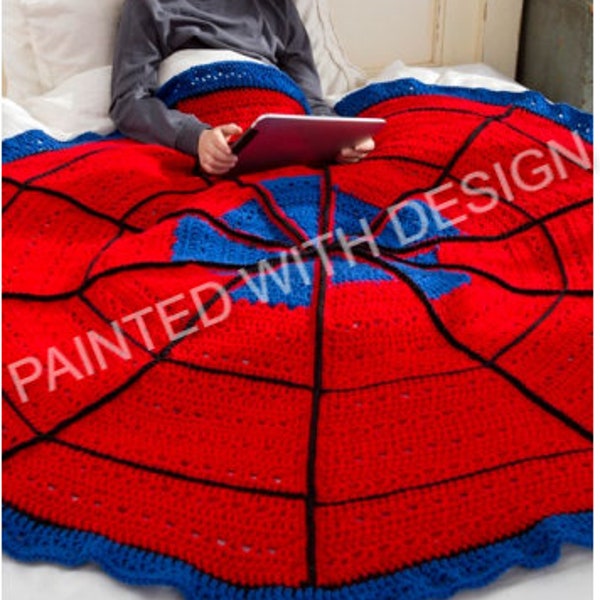 Spider Web Throw, Afghan, Blanket, Bedspread, Crochet Pattern, Spiderman Throw, PDF Instant Download, Almost Free