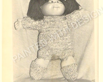 Conjunto Cabbage Patch, Roupas para Bonecas Cabbage Patch, Macacão e Meias, Molde de Tricô, PDF para Download Instantâneo, Quase Grátis