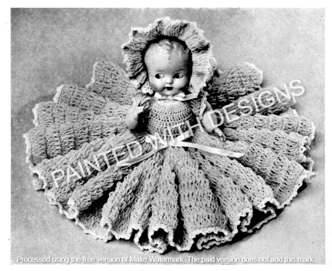 Vintage Bed Doll Crochet Pattern, Doll Outfit Pattern, Doll Dress, PDF