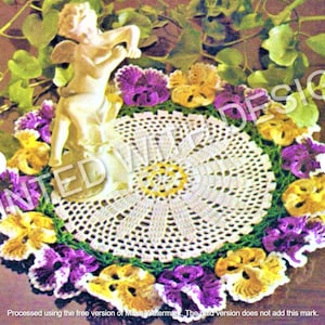 Pansy Doily Pattern, Table Doily, Crochet Doily Vintage Crochet Pattern, PDF Instant Download, Almost Free