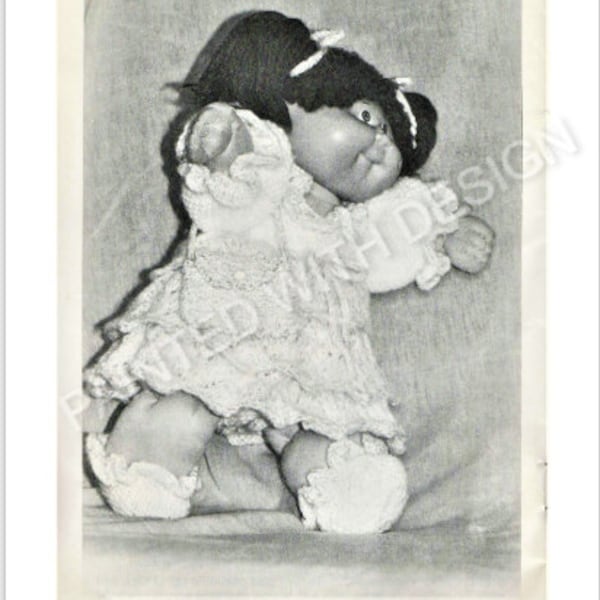 Cabbage Patch Doll Clothes, Dress, Frilly Pants, Shoes And Shoulder Bag Knitting Pattern, PDF Instant Download, Almost Free